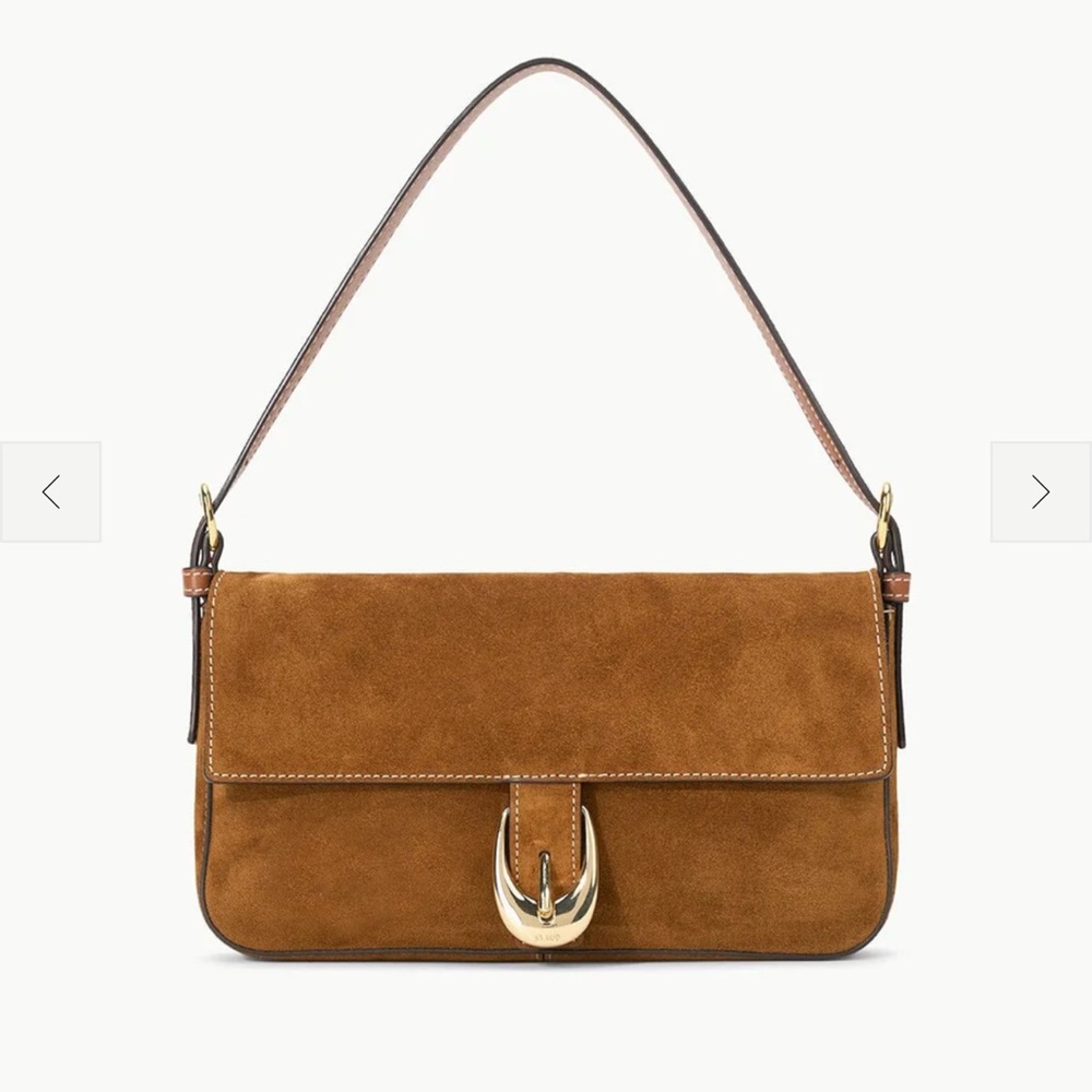 STAUD Harlow Tan Suede Shoulder Bag
